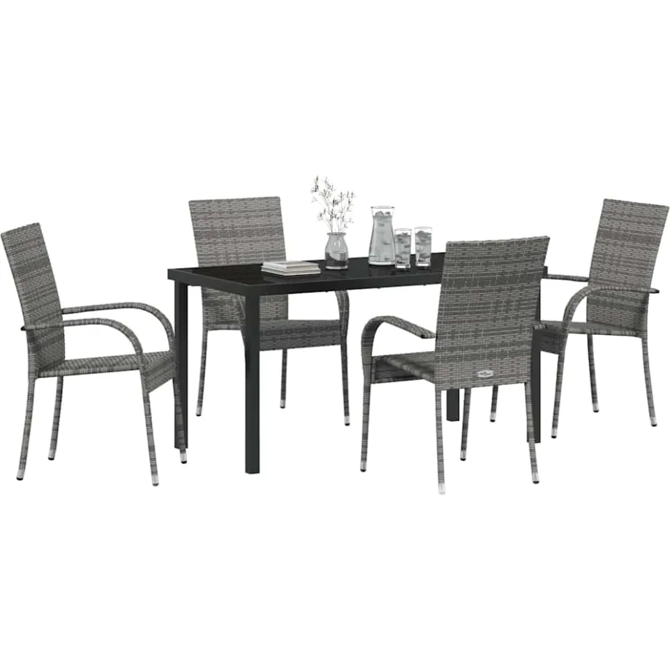 vidaXL Tuin eettafelset 5 st Grijs Gepoedercoat staal