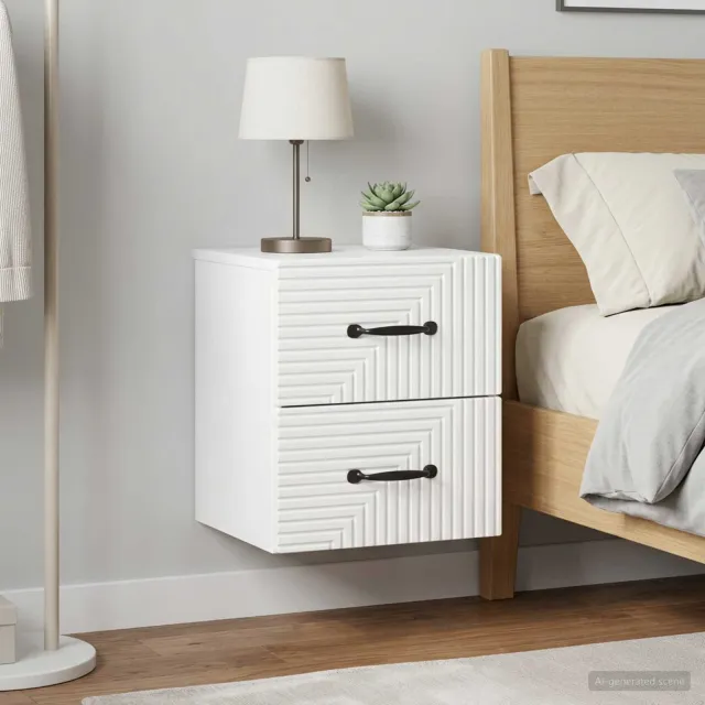 vidaXL Wandbeugel Bedkast 2 st Hoogglans Wit 34,5 x 33 x 40 cm, foto 2
