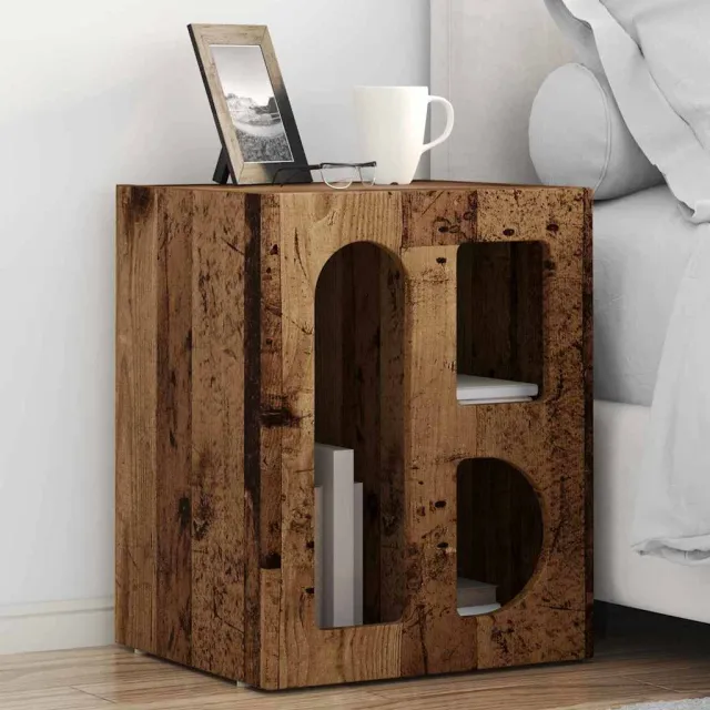 vidaXL Nachtkastje ELST Oudhout 40 x 35 x 50 cm Bewerkt hout bruin, foto 2