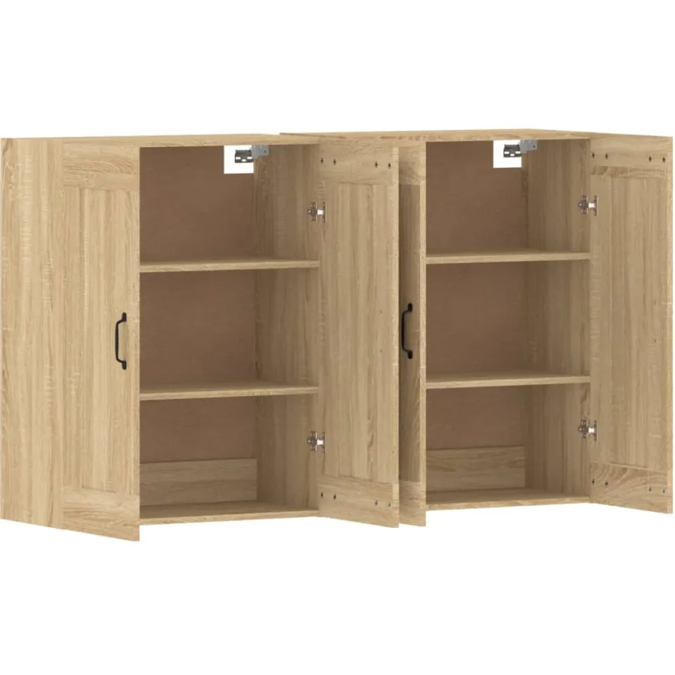 vidaXL Hangkasten 2 st bewerkt hout sonoma eikenkleurig Bruin