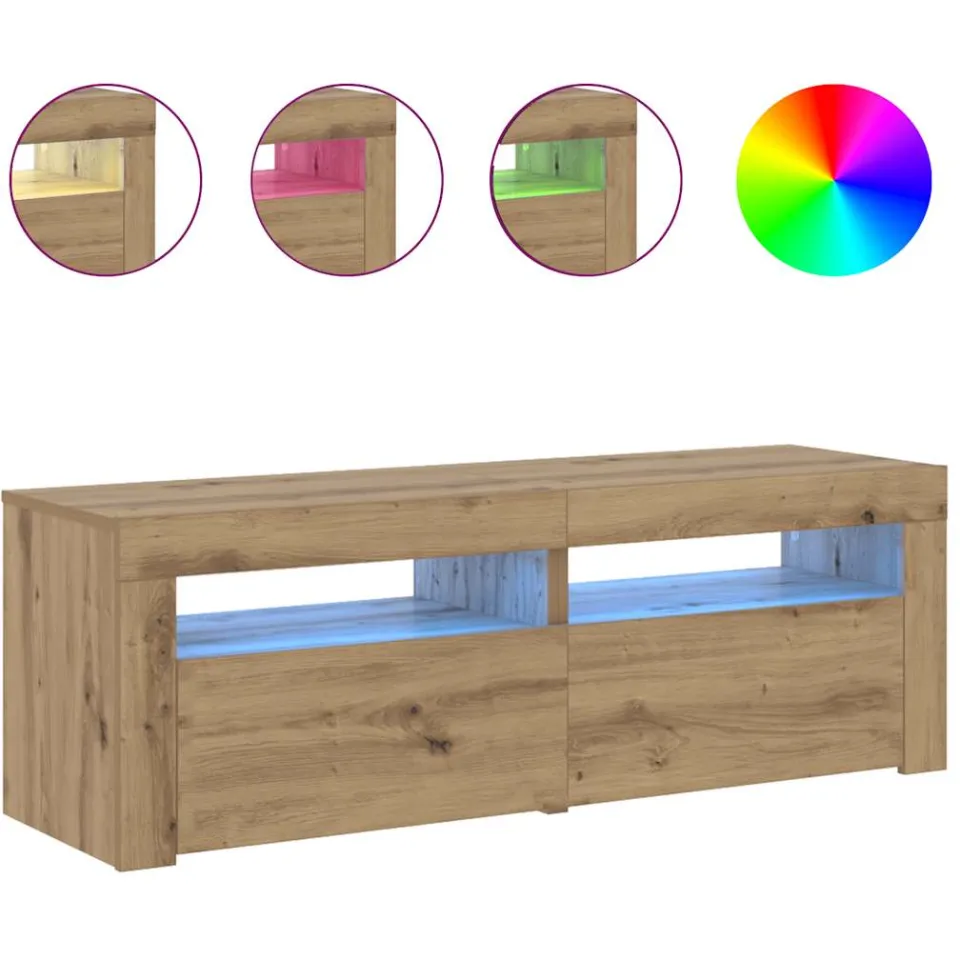 vidaXL Tv-meubel met LED 120x35x40 cm bewerkt hout artisanaal eiken, foto 4