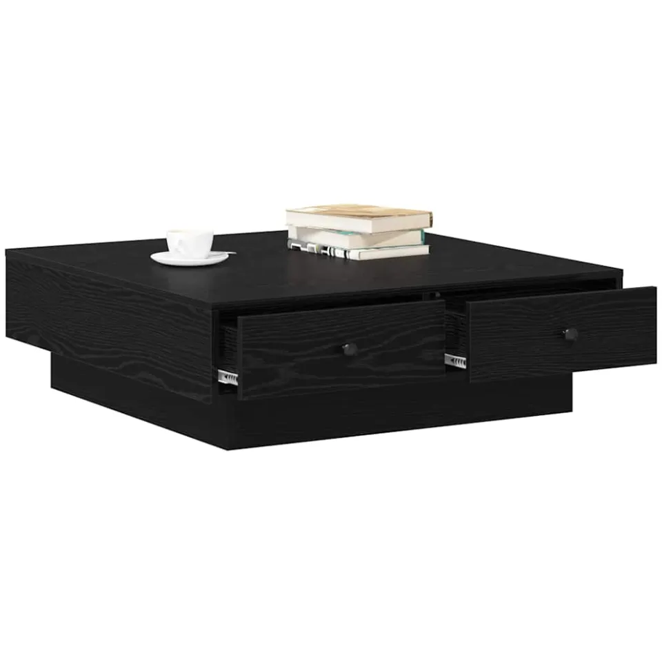 vidaXL Salontafel Zwart Eiken 90 x 90 x 28 cm Bewerkt hout