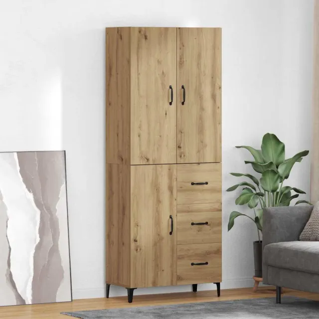 vidaXL Highboard Artisan Eiken 69,5 x 34 x 180 cm Bewerkt hout, foto 2