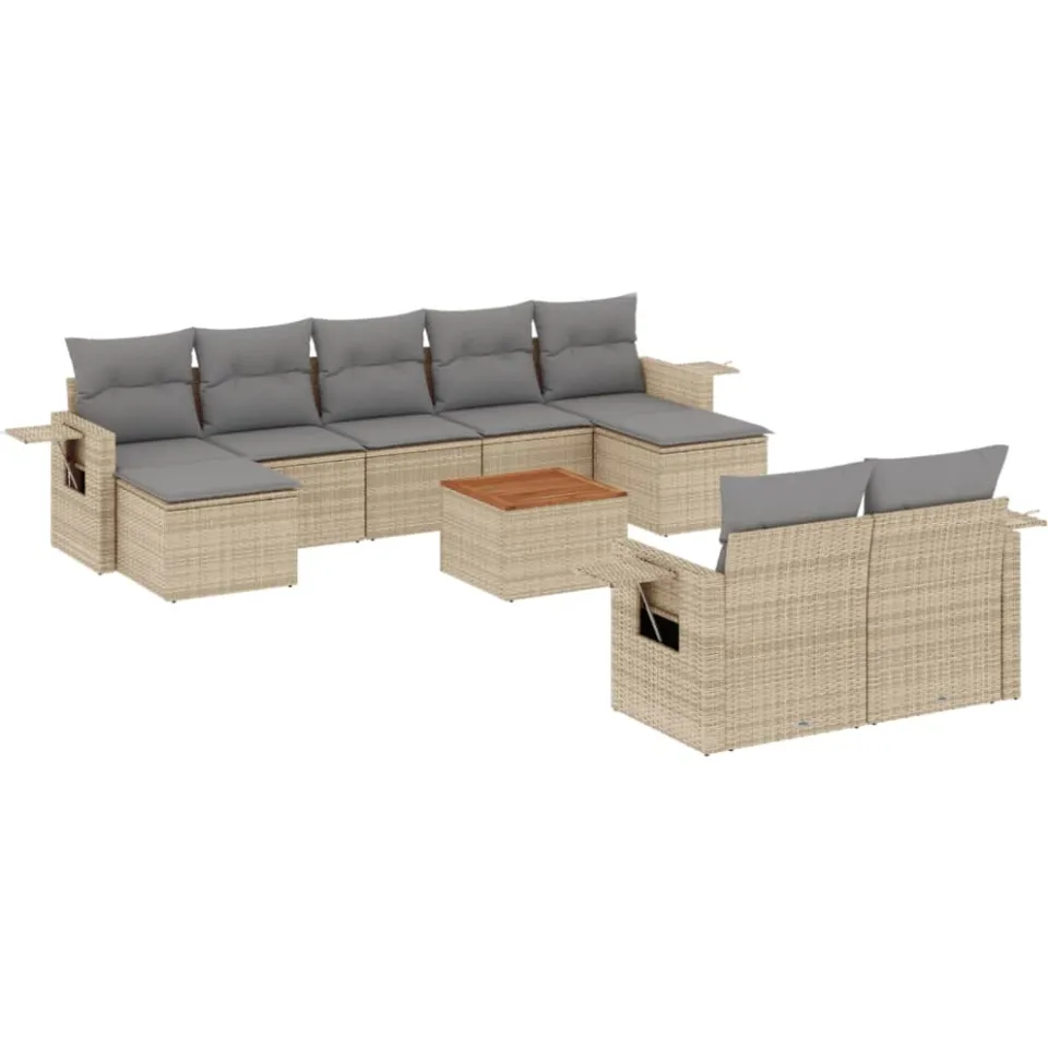 vidaXL Patio Sofa Set 9-zits Mix Beige, foto 3
