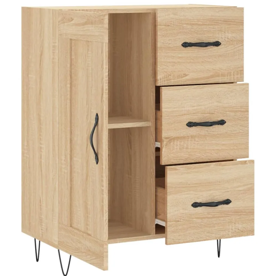vidaXL Dressoir 69,5x34x90 cm bewerkt hout sonoma eikenkleurig, foto 4