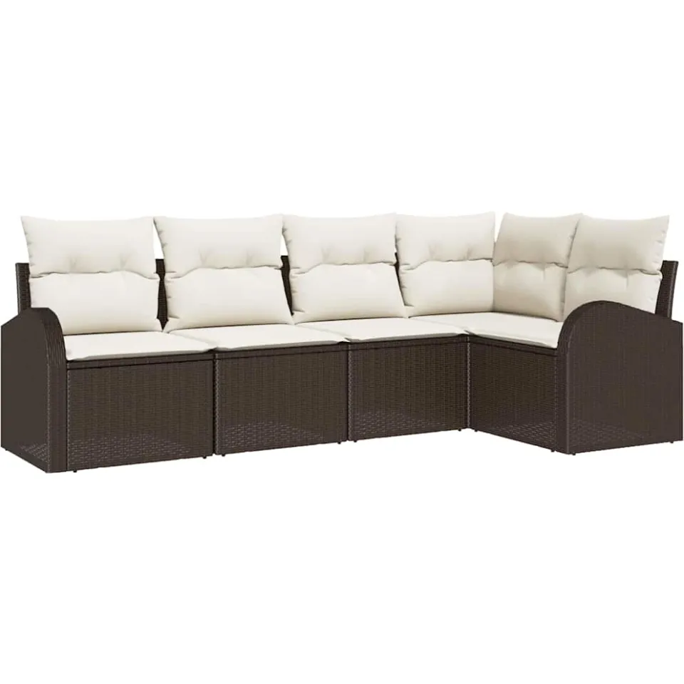 vidaXL Bankstel 5 st Bruin Polyester