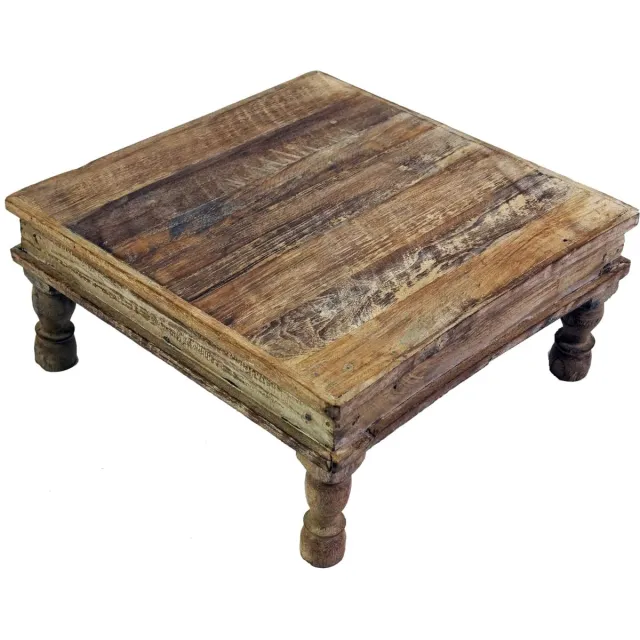 Famanu Klein tafeltje, bloemenbankje, salontafel en bijzettafeltje, model 17, bruin, afmetingen 15 x 34 x 34 cm