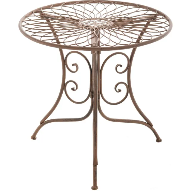 CLP Ariano Bijzettafel - buiten - Rond - balkontafel - Art Nouveau stijl - weerbestendig - tafeltje - Diameter 55 cm - metaal antiek bruin