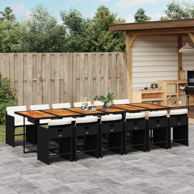 vidaXL 13-delige Tuinset met kussens poly rattan zwart, foto 2