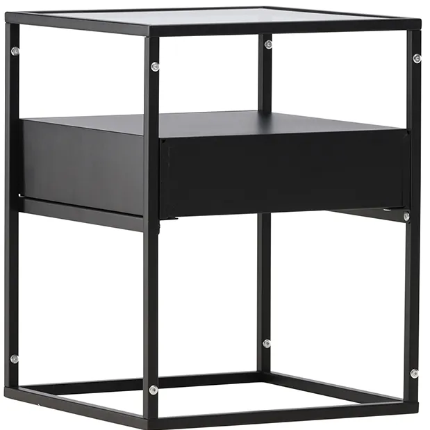 Nest living Dinand metalen bijzettafel zwart - 40 x 40 cm