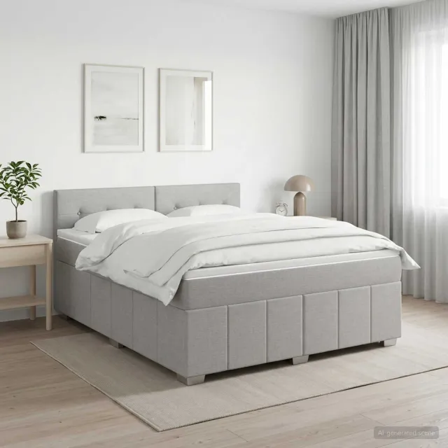 vidaXL Boxspringbed met matras Lichtgrijs 140 x 200 cm Stof