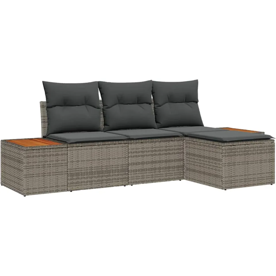 vidaXL Tuin Sofa Set 4 st Grijs poly rattan, foto 3