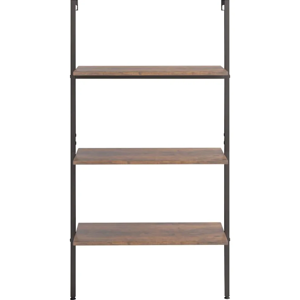 vidaXL Ladderrek met 3 schappen 64x35x120,5 cm donkerbruin en zwart