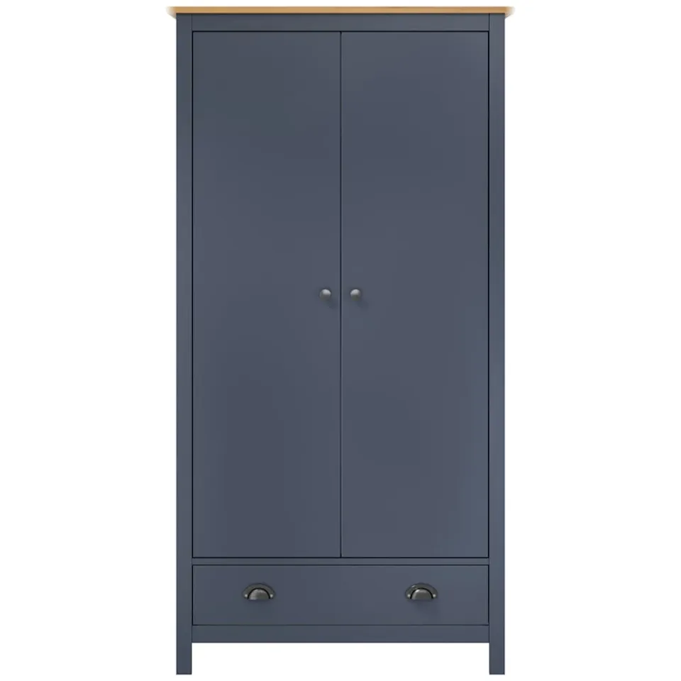 vidaXL Kledingkast Hill 2 deuren 89x50x170 cm massief grenenhout grijs
