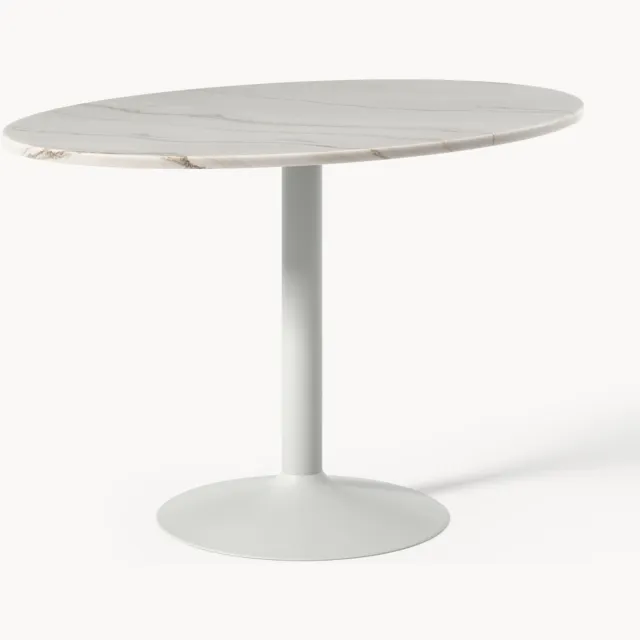 Westwing Collection Ovale eettafel Miley met marmeren blad, 120 x 80 cm Wit