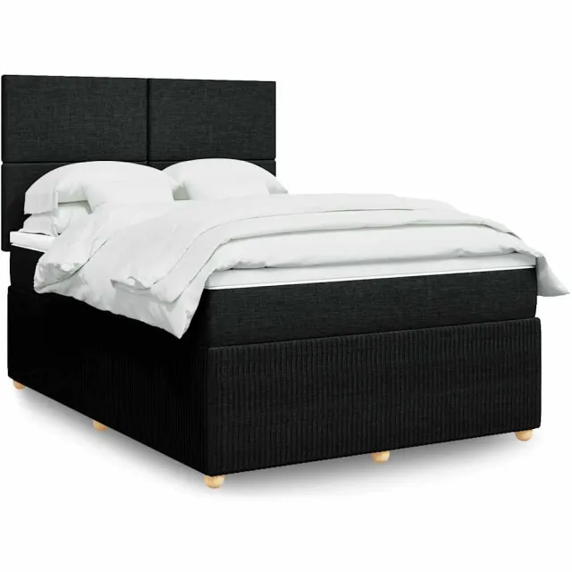 vidaXL Boxspring met matras stof zwart 160x200 cm