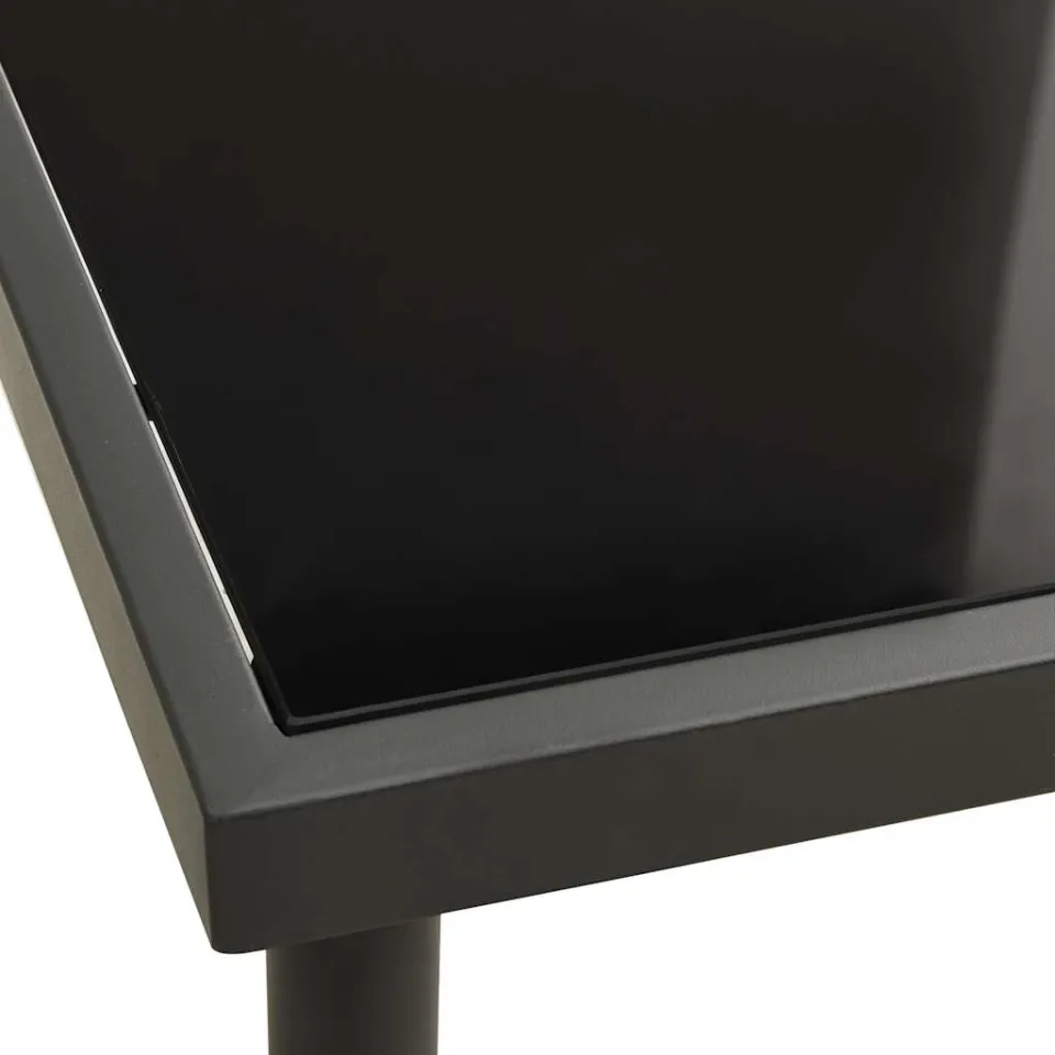 vidaXL Tuintafel 80x80x72 cm glas en staal antracietkleurig, foto 3