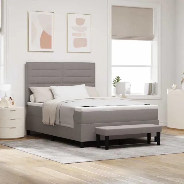 vidaXL Boxspringbed met hoofdeinde Taupe 140 x 200 cm Stof