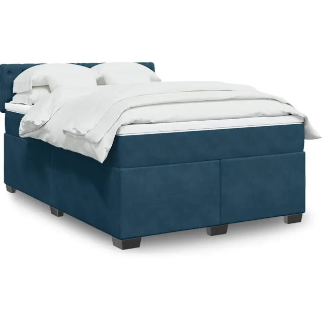 vidaXL Boxspring met matras fluweel blauw 160x200 cm