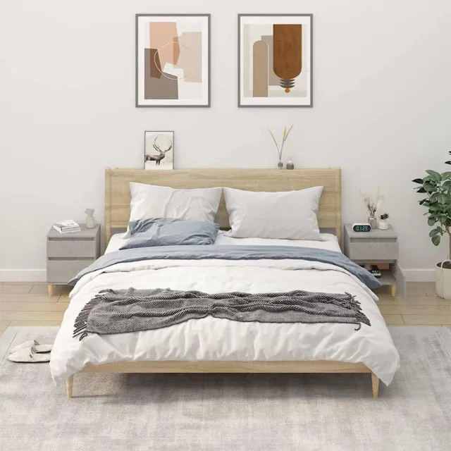 vidaXL Nachtkastjes 2 st 40x35x50 cm betongrijs grijs