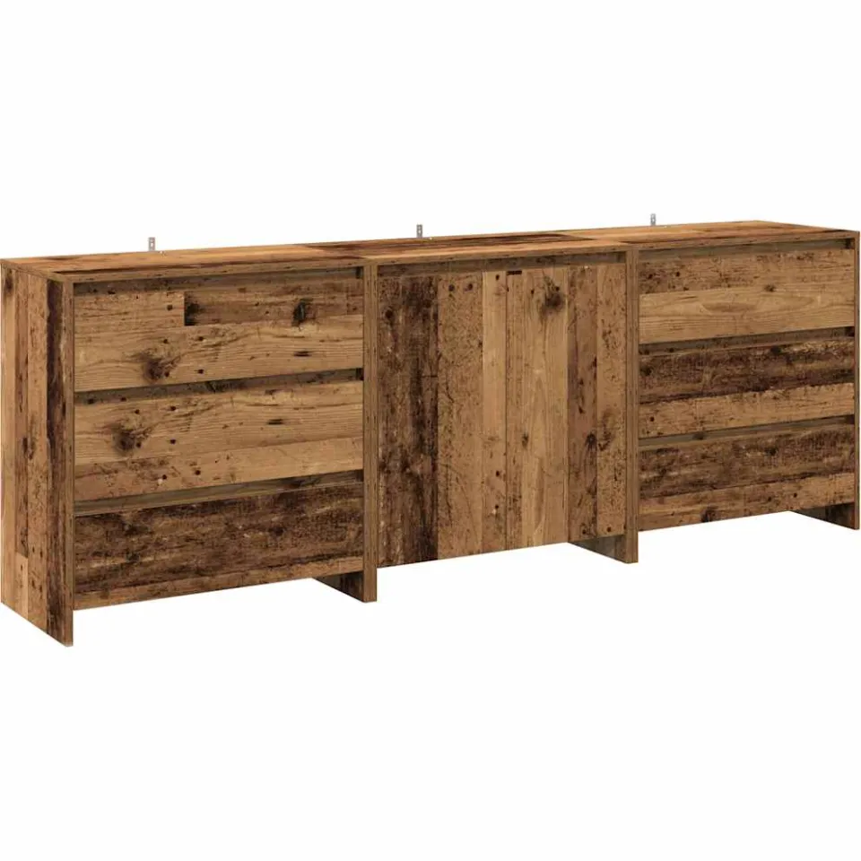 vidaXL 3-delige Dressoirs bewerkt hout oud houtkleurig bruin, foto 3