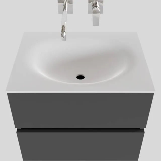 Boss & Wessing Badkamermeubel Solid Surface BWS Stockholm 60x46 cm Mat Antraciet (zonder kraangat)