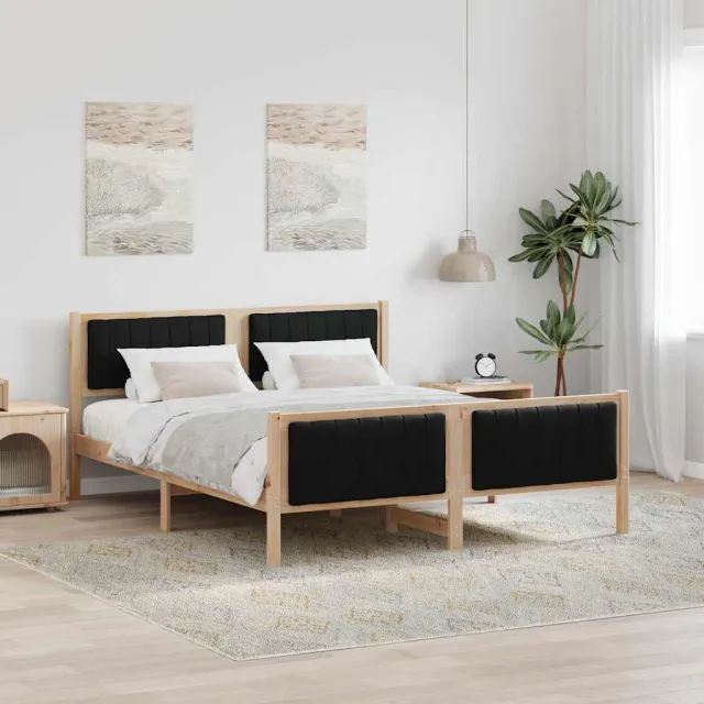 vidaXL Bedframe Bruin en zwart 150 x 200 cm Massief grenenhout