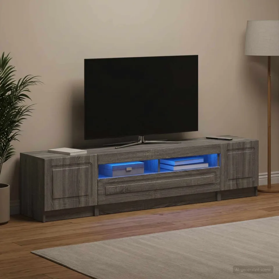 vidaXL LED tv-meubel UTRECHT 3 st Grijs Sonoma Bewerkt hout, foto 3