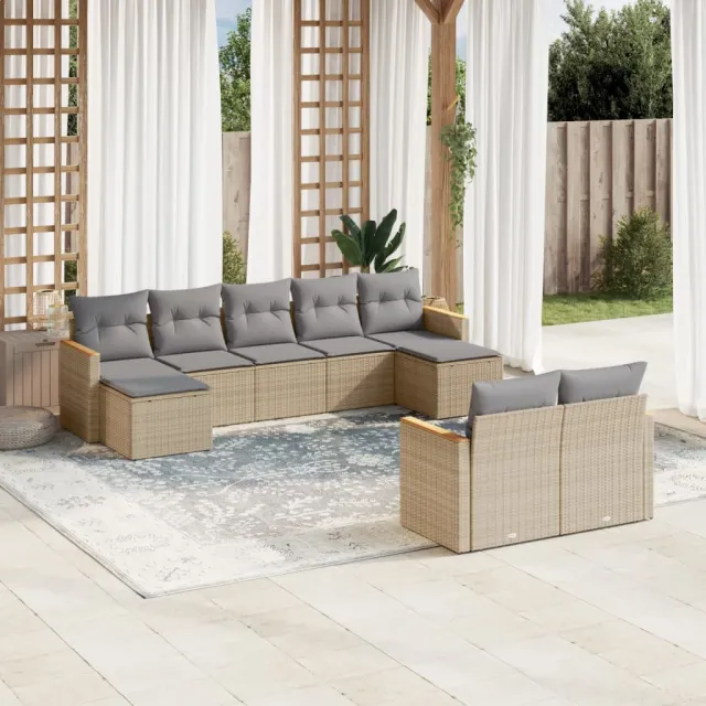 vidaXL Patio Sofa Set 9-zits Gemengd beige, foto 2