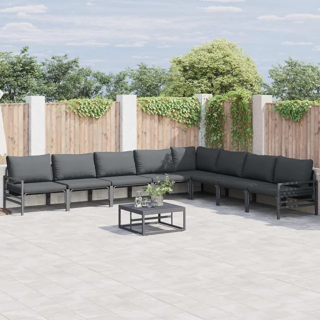 vidaXL Tuinbankenset 9 st Zwart Staal, foto 2