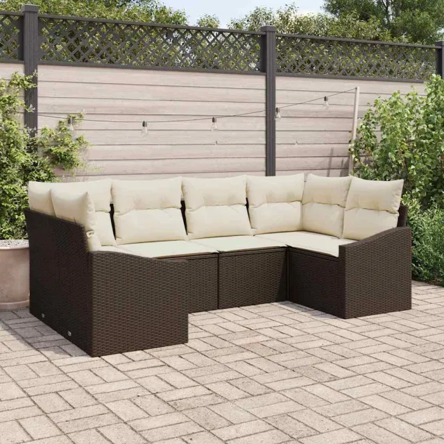 vidaXL Tuinbankenset 6 st Bruin en Crème poly rattan, foto 2