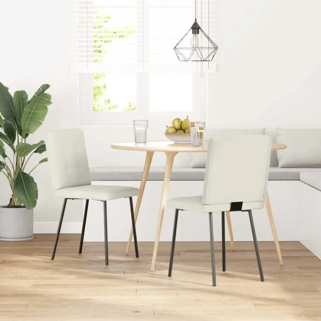vidaXL Eetkamerstoelen 2 st fluweel crèmekleurig