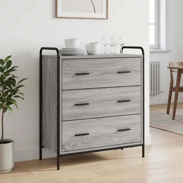 vidaXL Dressoir Grijs Sonoma 97 x 33 x 81 cm Bewerkt hout, foto 2