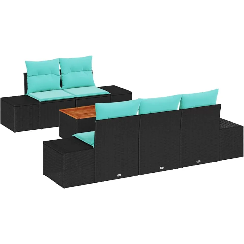 vidaXL Tuinbankenset 6 st Zwart poly rattan
