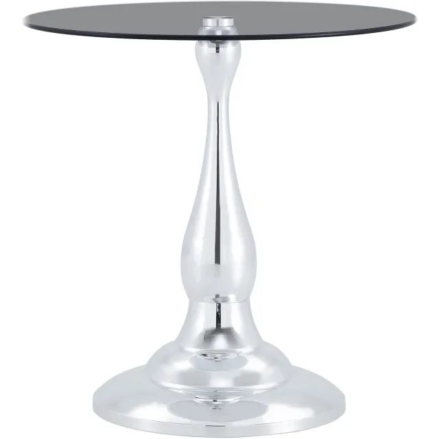 SONNENH Ronde bijzettafel van grijs getint glas met metalen voet - Ø 50 x 51,5 cm - zilverkleurige voet Grijs glas / Zilverkleurig