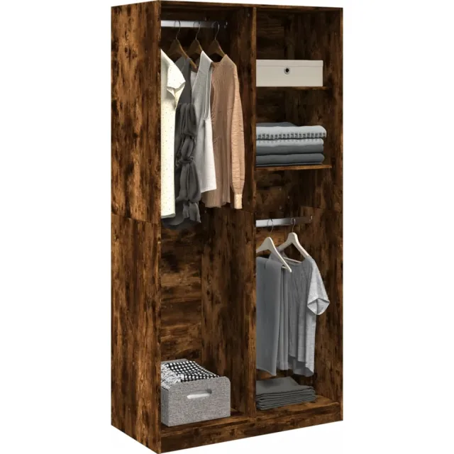 vidaXL Kledingkast 100x50x200 cm bewerkt hout gerookt eikenkleurig
