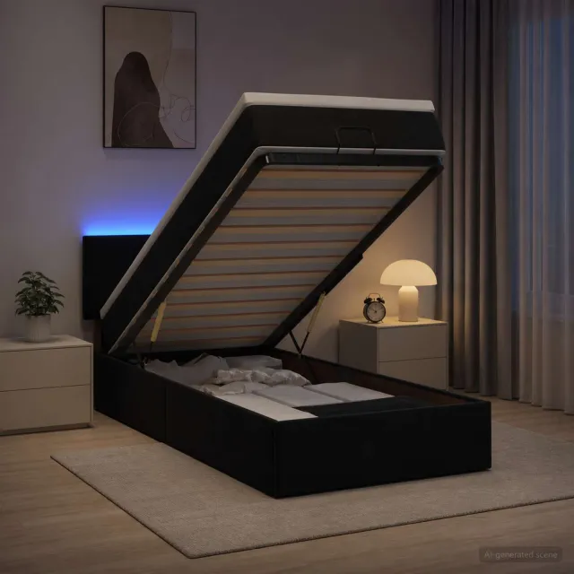 vidaXL Ottoman Bed met Matrassen en LED Zwart 100 x 200 cm fluweel