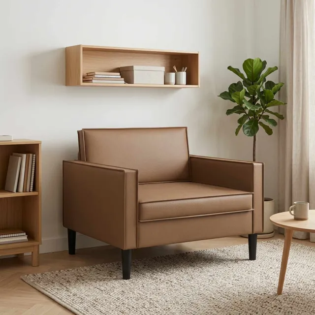 vidaXL XL fauteuil Cappuccino Kunstleer Tan