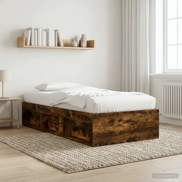 vidaXL Bedframe met opslag Gerookt eiken 80 x 200 cm Bewerkt hout Bruin