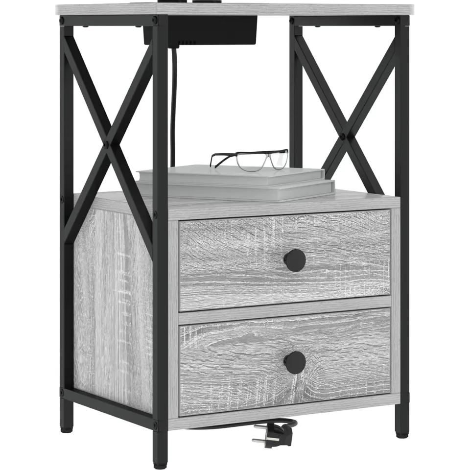 vidaXL Nachtkastje Grijs Sonoma 40 x 31 x 60 cm Bewerkt hout