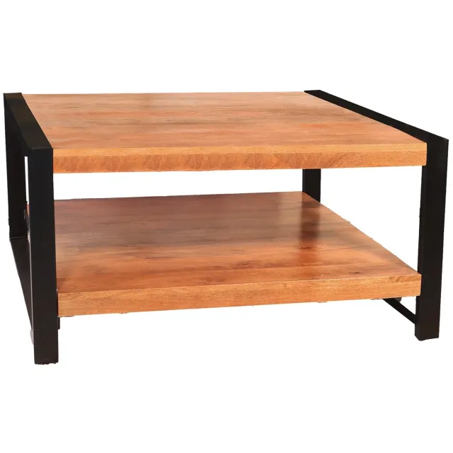 Lizzely Garden & Living Salontafel vierkant bruin mangohout 90cm Violet side table massief hout mango bijzettafel