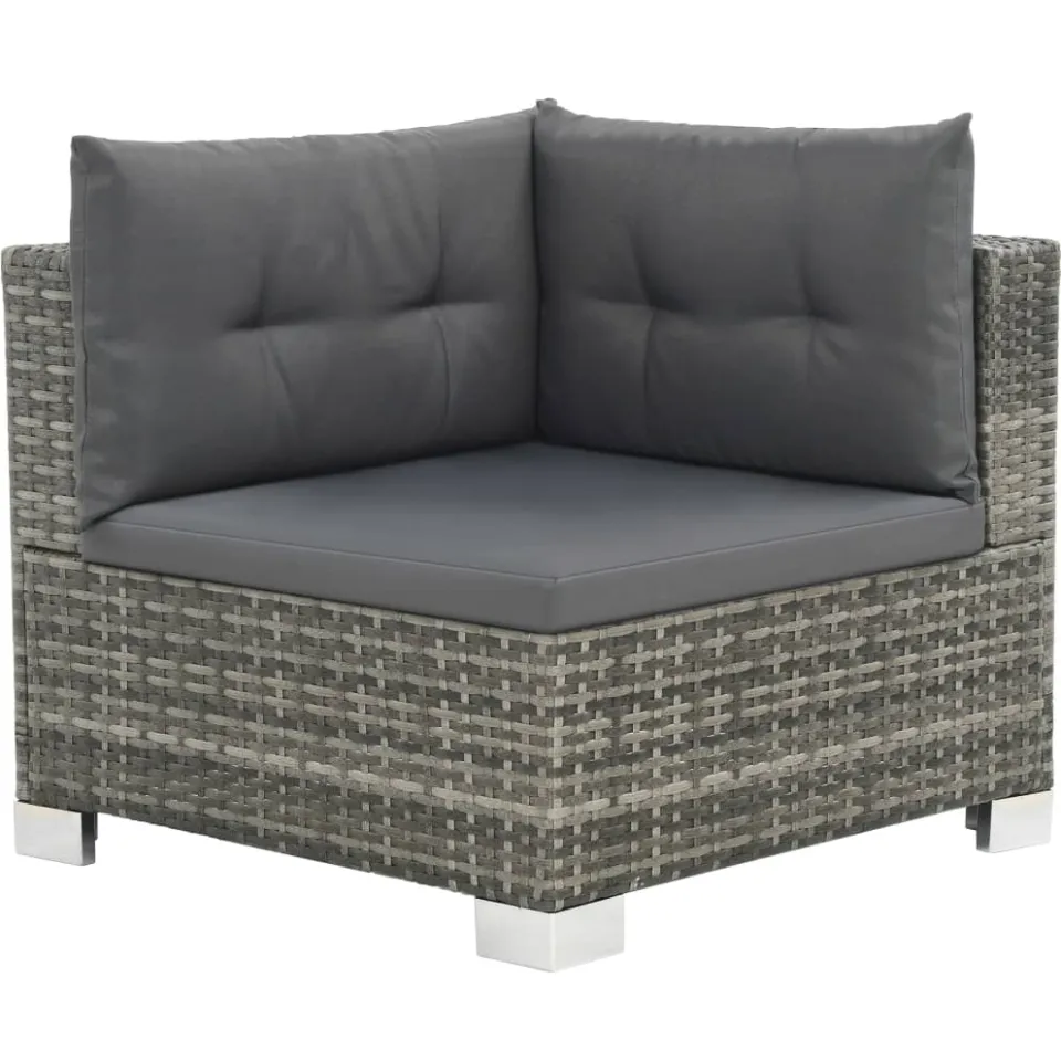 vidaXL 10-delige Loungeset met kussens poly rattan grijs