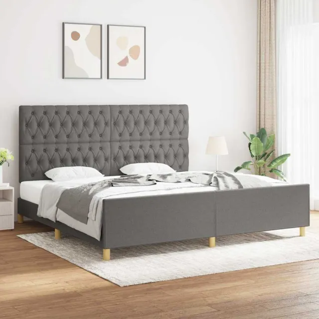 vidaXL Bedframe met hoofdeinde stof donkergrijs 200x200 cm