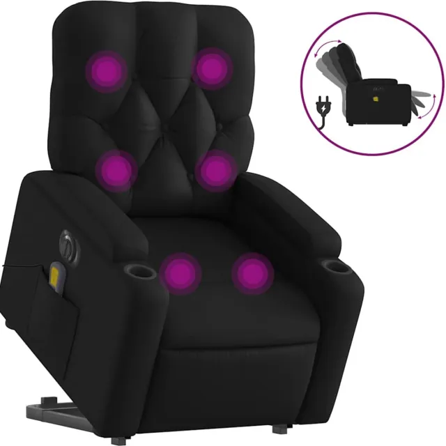 vidaXL Sta-op-massagestoel - elektrisch - kunstleer - zwart