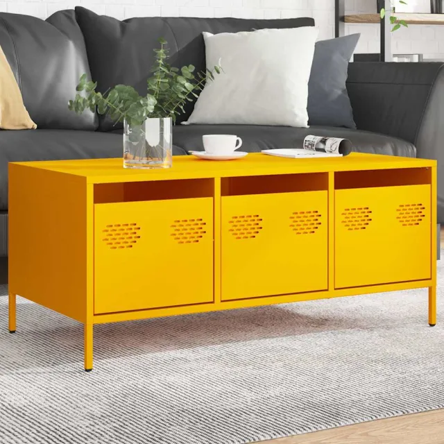 vidaXL Salontafel 101,5x50x43,5 cm koudgewalst staal mosterdgeel, foto 2