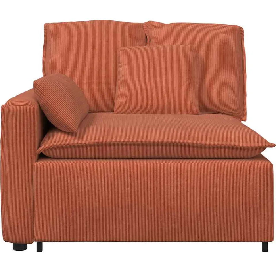 vidaXL Modulaire bank Armleuning eindmodule met kussens 100 cm oranje, foto 3