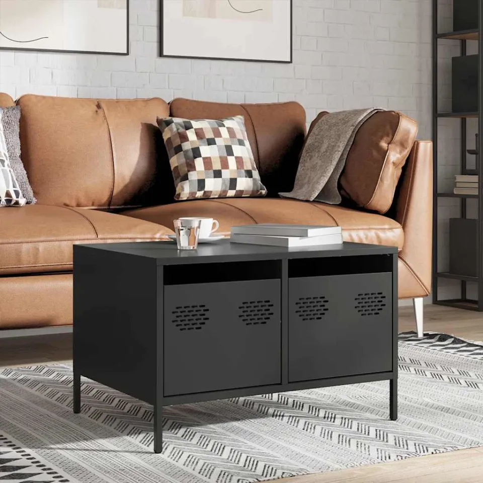 vidaXL Tv-meubel 68x50x43,5 cm koudgewalst staal zwart, foto 4