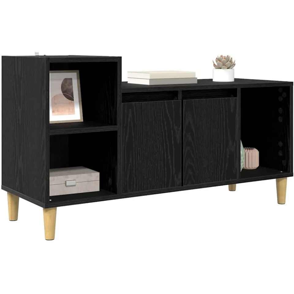 vidaXL TV-kast 100 x 35 x 55 cm Zwart Eiken Bewerkt hout, foto 3