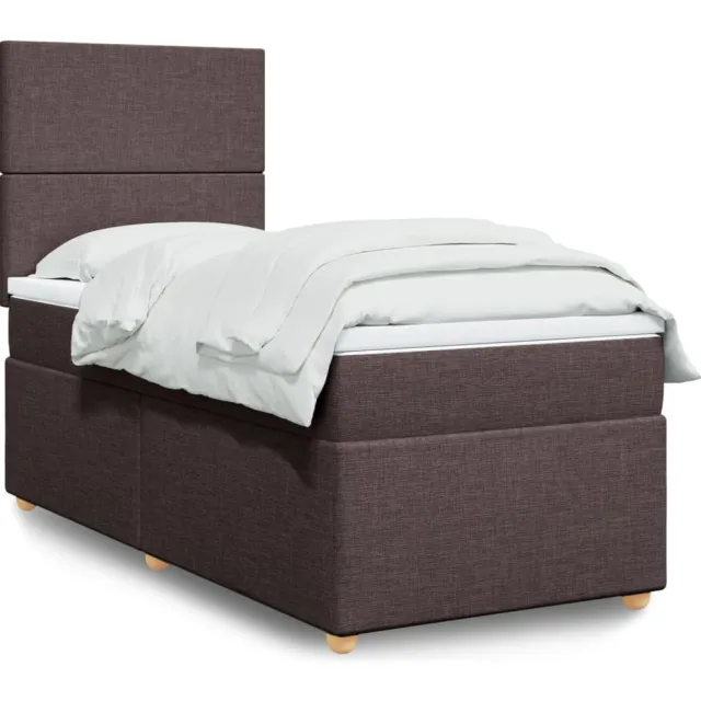 vidaXL Boxspring met matras stof donkerbruin 100x200 cm bruin