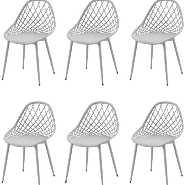 EGGREE Set van keukenstoelen - eettafelstoelen - woonkamerstoelen - keukenstoelen - PP-kunststof stoelkuip - metalen stoelpoten met verstelbare poten - eetkamerstoel 120 kg draagvermogen - grijs